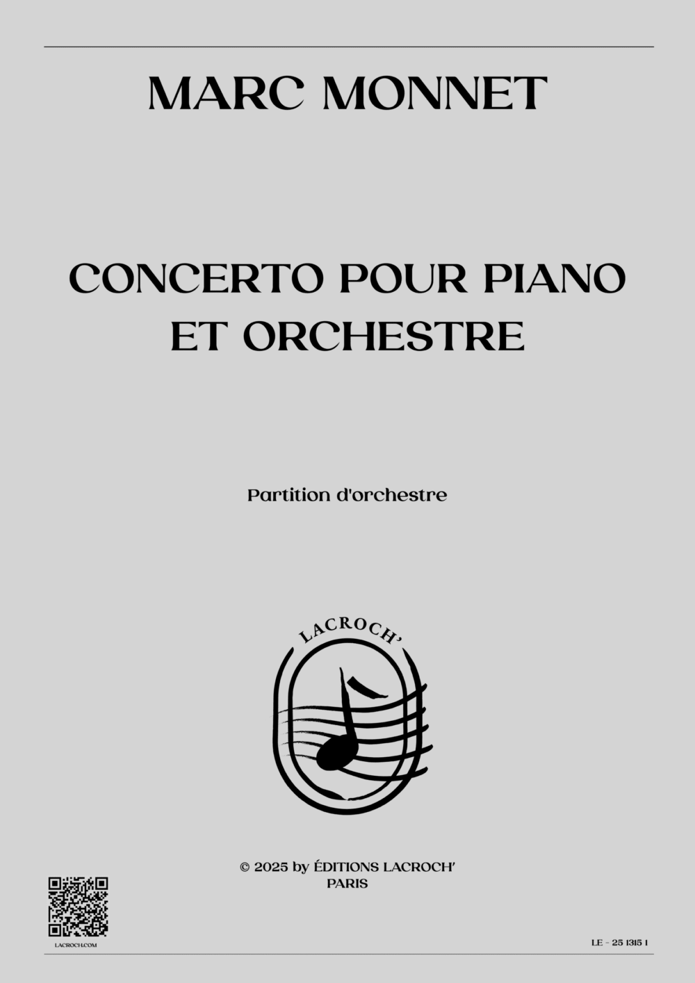 Concerto pour piano – Marc Monnet – Éditions Lacroch&rsquo;